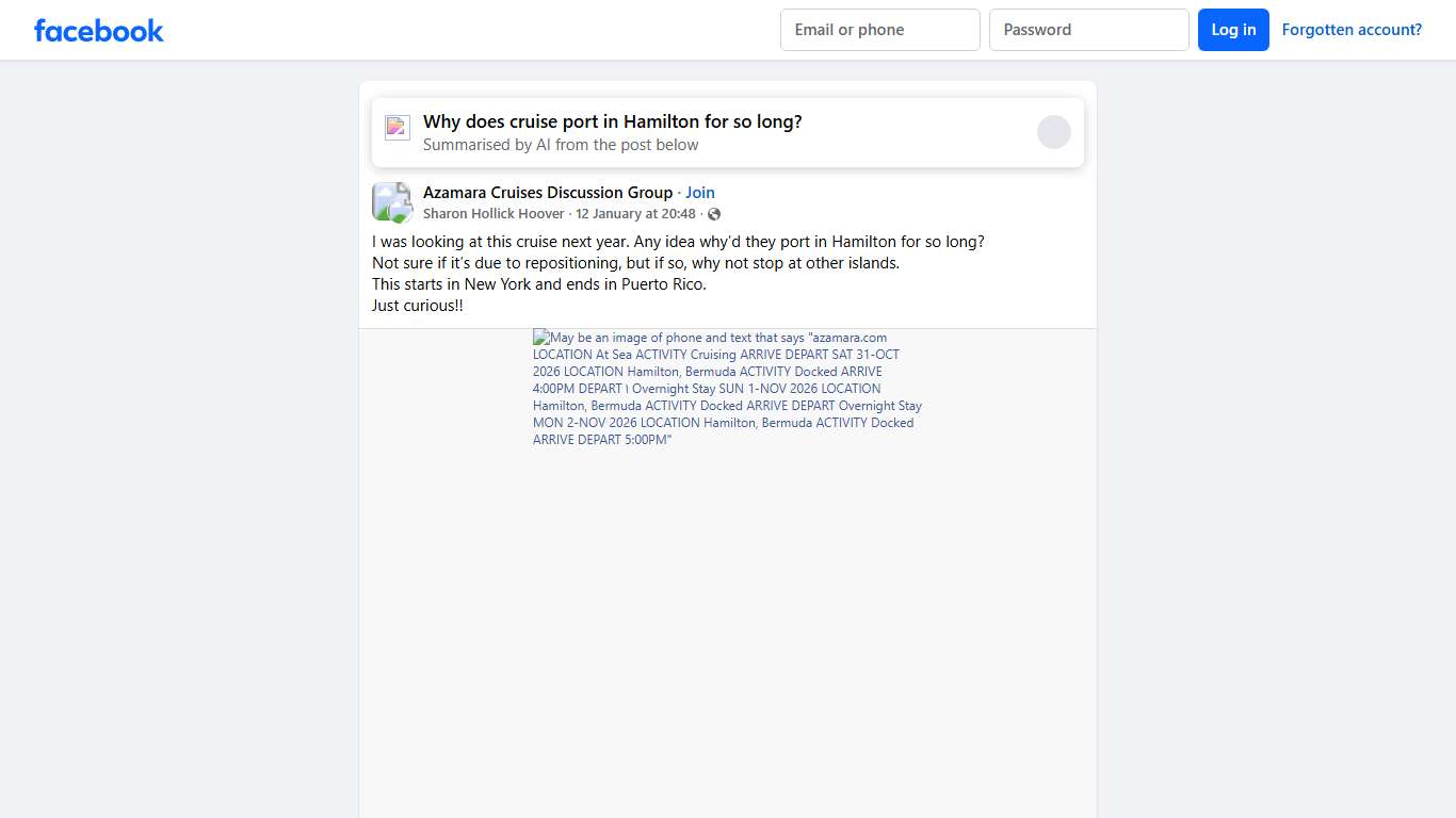 Azamara Cruises Discussion Group I was looking at this cruise next year Facebook